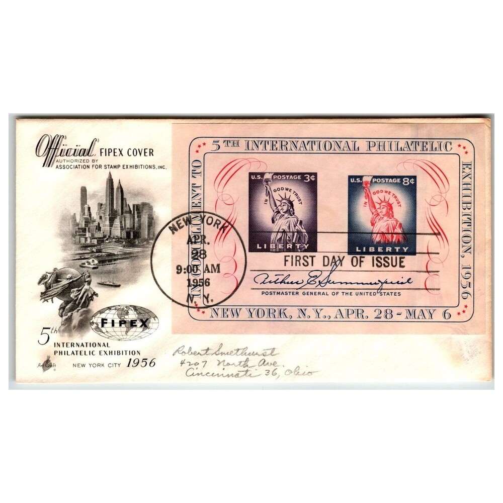 Scott #1030-31 1956 Liberty Stamps First Day Cover FDC Artcraft FIPEX